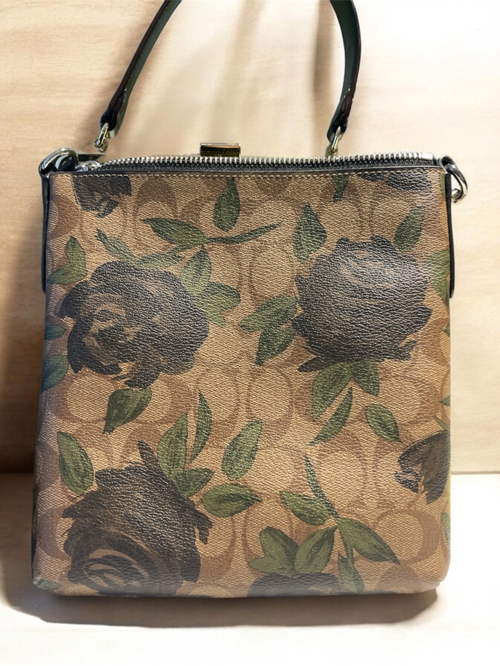 Coach Brown Signature Bag with Black Trim - Picture 3 of 7